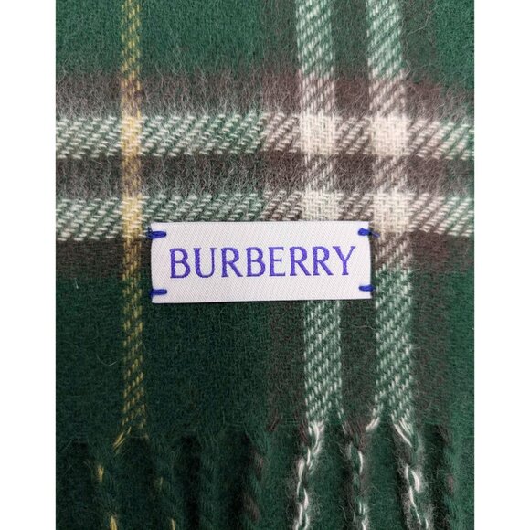 Burberry Vintage Check To Solid Cashmere Scarf Ivy 8082481 - Picture 7 of 10